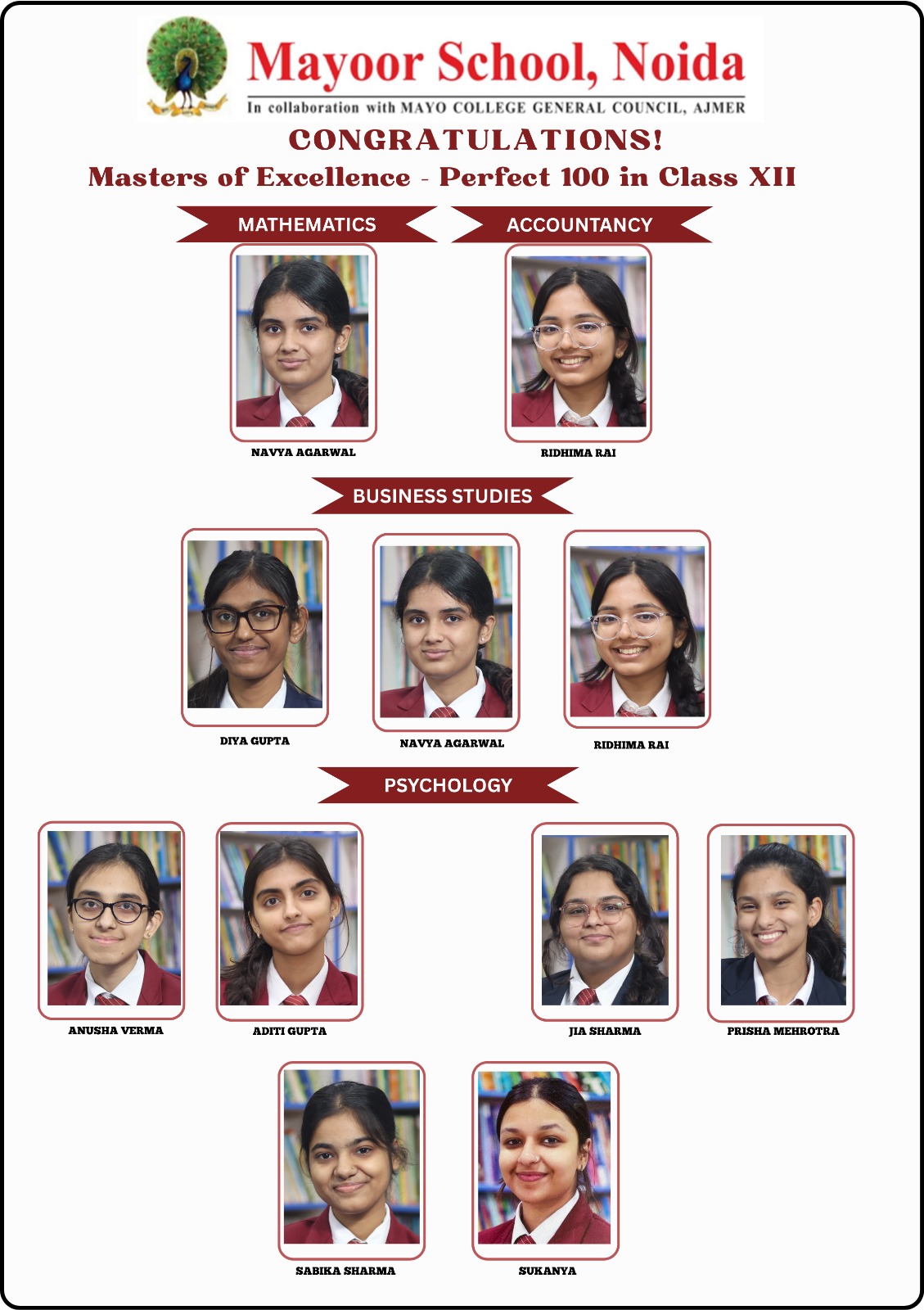 Perfect 100 in Class XII